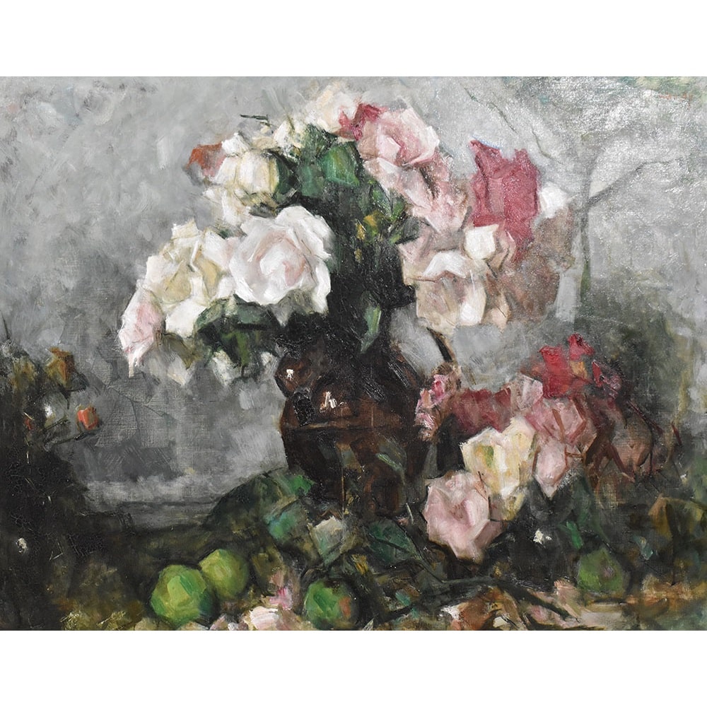 QF531 1 antique floral painting art deco flower oil painting art deco.jpg